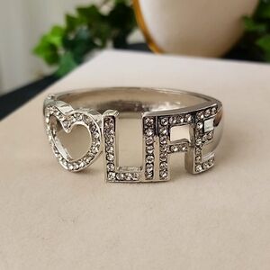 Silver with CZ Inspirational Love 🤍 LIFE Clamper / Hinge Glam Bracelet